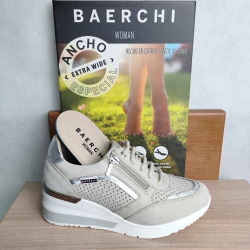 Deportivo Casual de Piel Nobuck con Cremallera BAERCHI WOMAN 39012 – Hecho en España